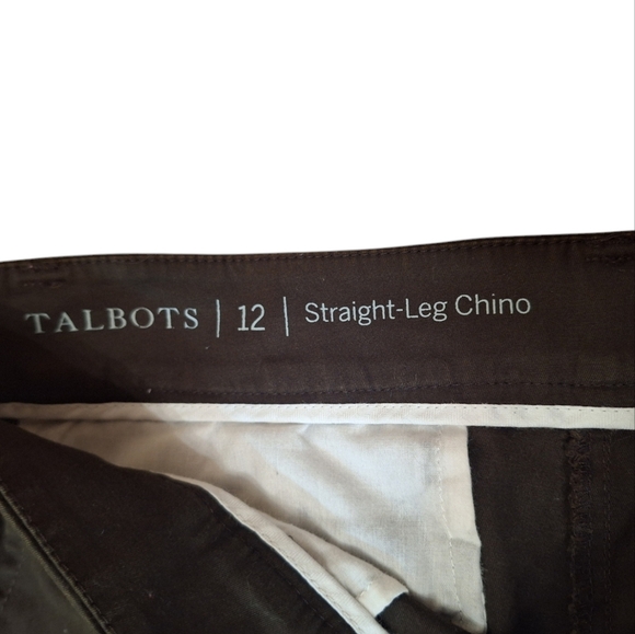 Talbots Straight Leg Chino Pants Ladies Size 12 DARK GREEN GRAY 2019 - Picture 2 of 2